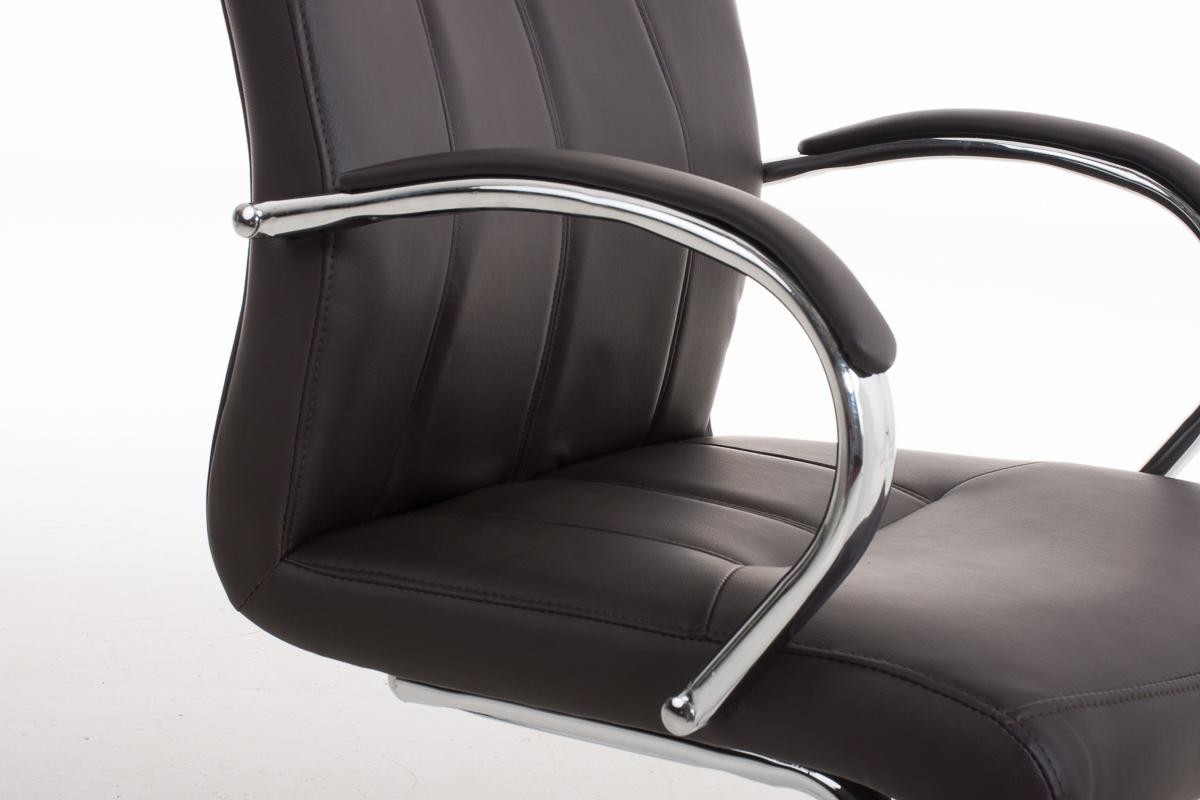 Silla de Confidente BORAU, estructura metálica, reposabrazos, acolchada en Piel color Negro