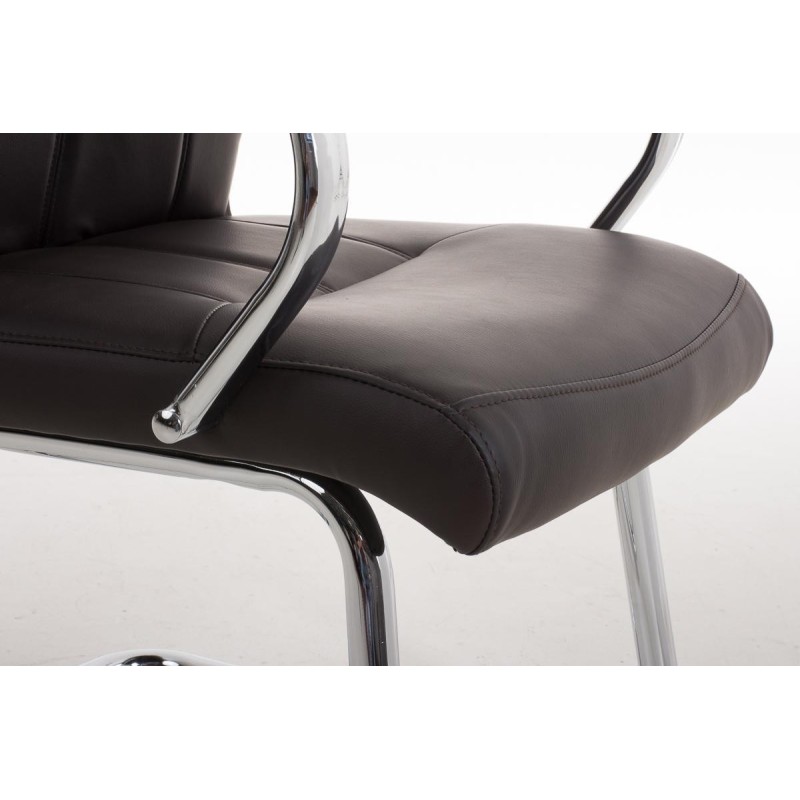 Silla de Confidente BORAU, estructura metálica, en Piel color Negro