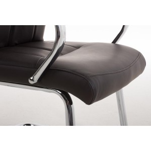 Silla de Confidente BORAU, estructura metálica, en Piel color Negro