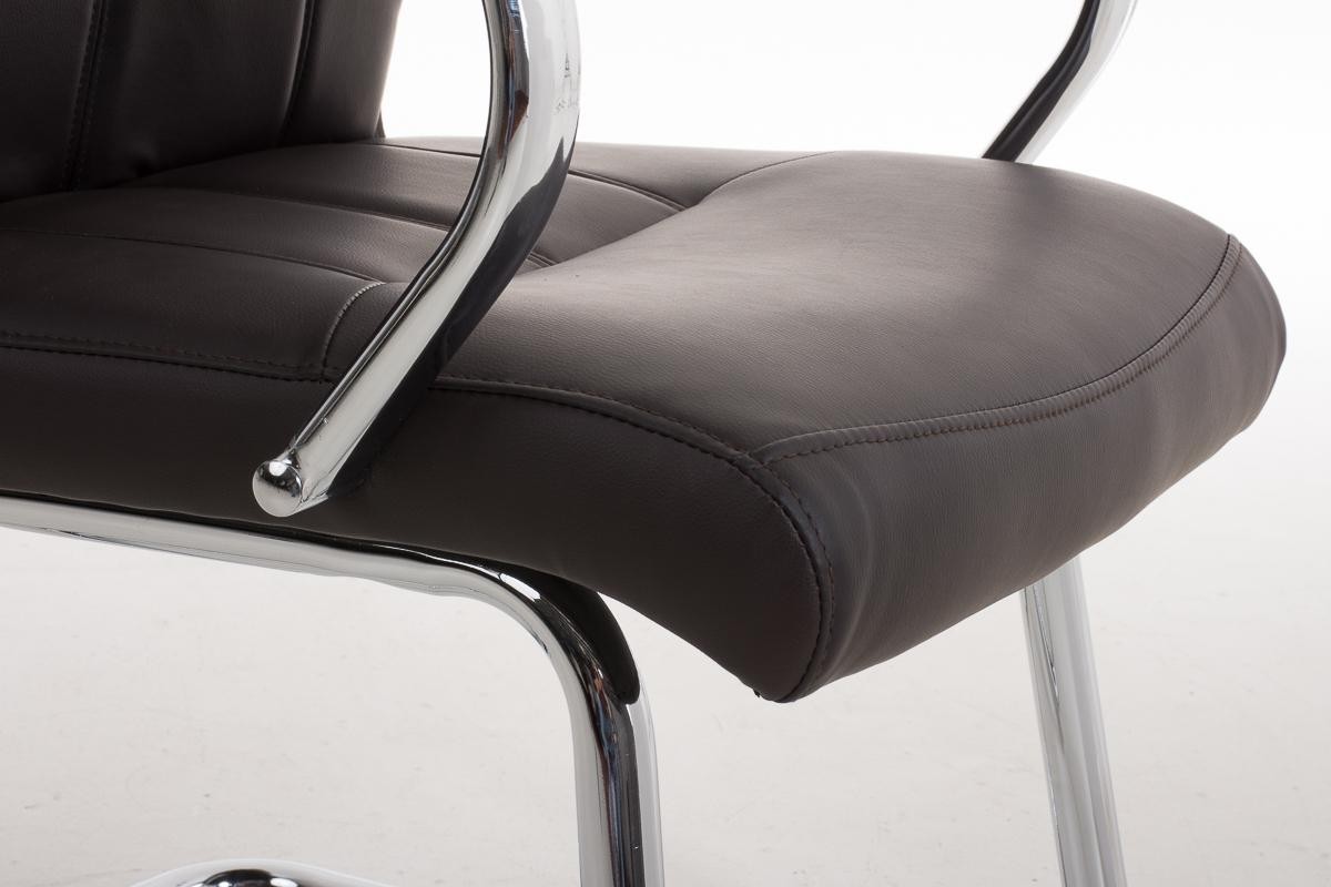Silla de Confidente BORAU, estructura metálica, reposabrazos, acolchada en Piel color Negro