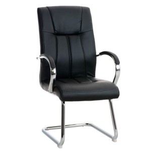 Silla de Confidente BORAU, estructura metálica, en Piel color Negro
