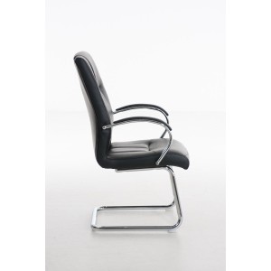 Silla de Confidente BORAU, estructura metálica, en Piel color Negro