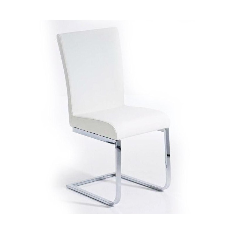 Silla de Confidente AISA, en metal cromado, en Piel color Negro
