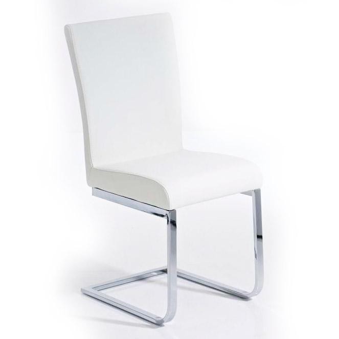 Silla de Confidente AISA, en metal cromado, asiento y respaldo acolchados, en Piel color Negro