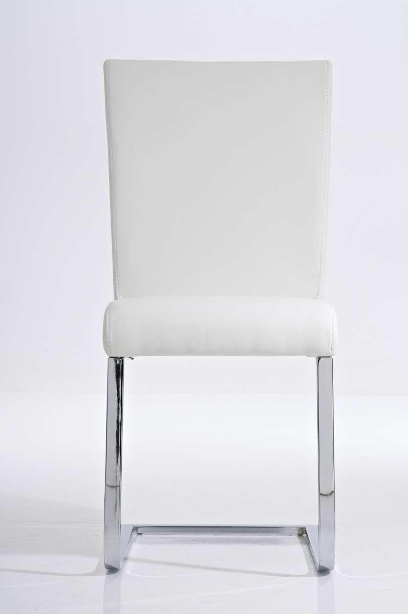 Silla de Confidente AISA, en metal cromado, asiento y respaldo acolchados, en Piel color Negro