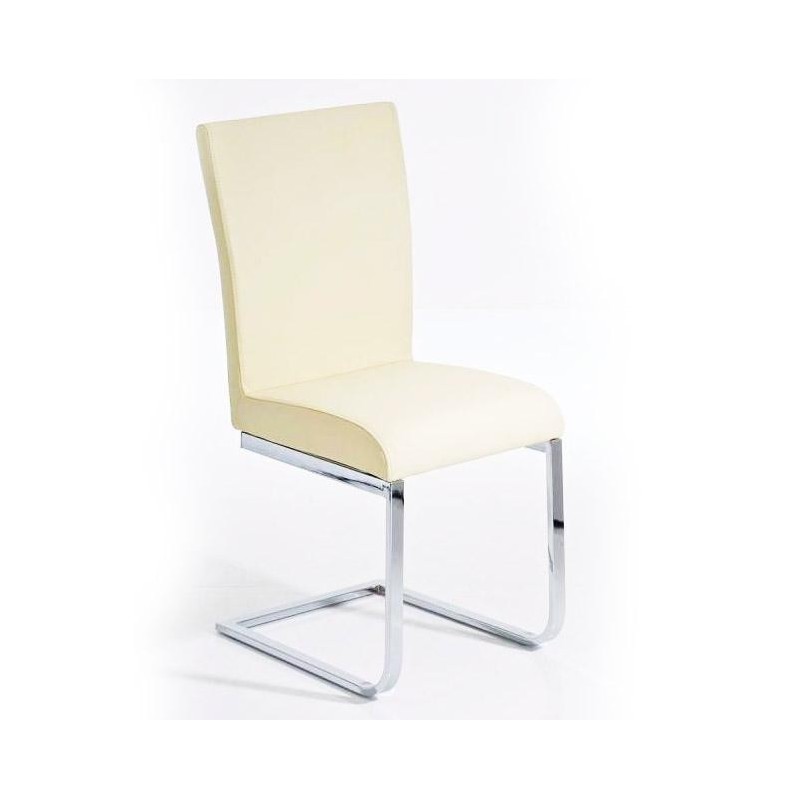 Silla de Confidente AISA, en metal cromado, en Piel color Negro