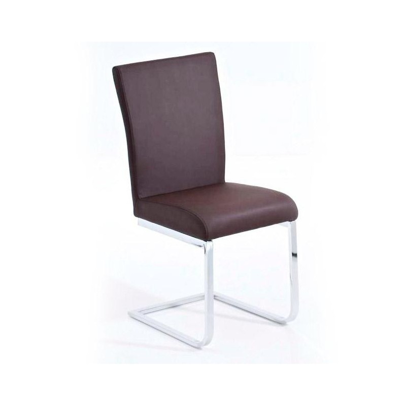 Silla de Confidente AISA, en metal cromado, en Piel color Negro