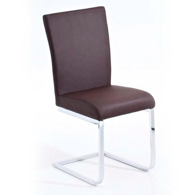 Silla de Confidente AISA, en metal cromado, asiento y respaldo acolchados, en Piel color Negro