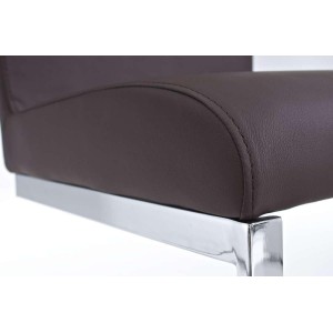 Silla de Confidente AISA, en metal cromado, en Piel color Negro