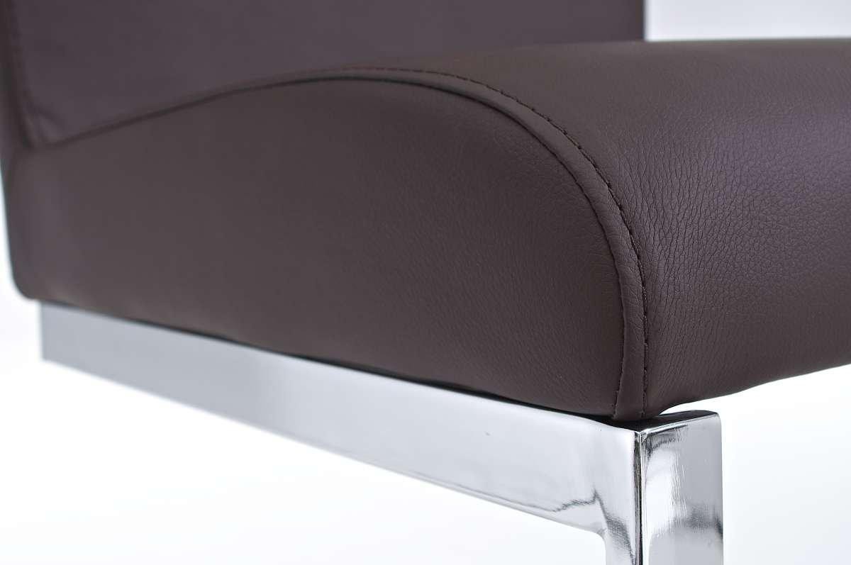 Silla de Confidente AISA, en metal cromado, asiento y respaldo acolchados, en Piel color Negro