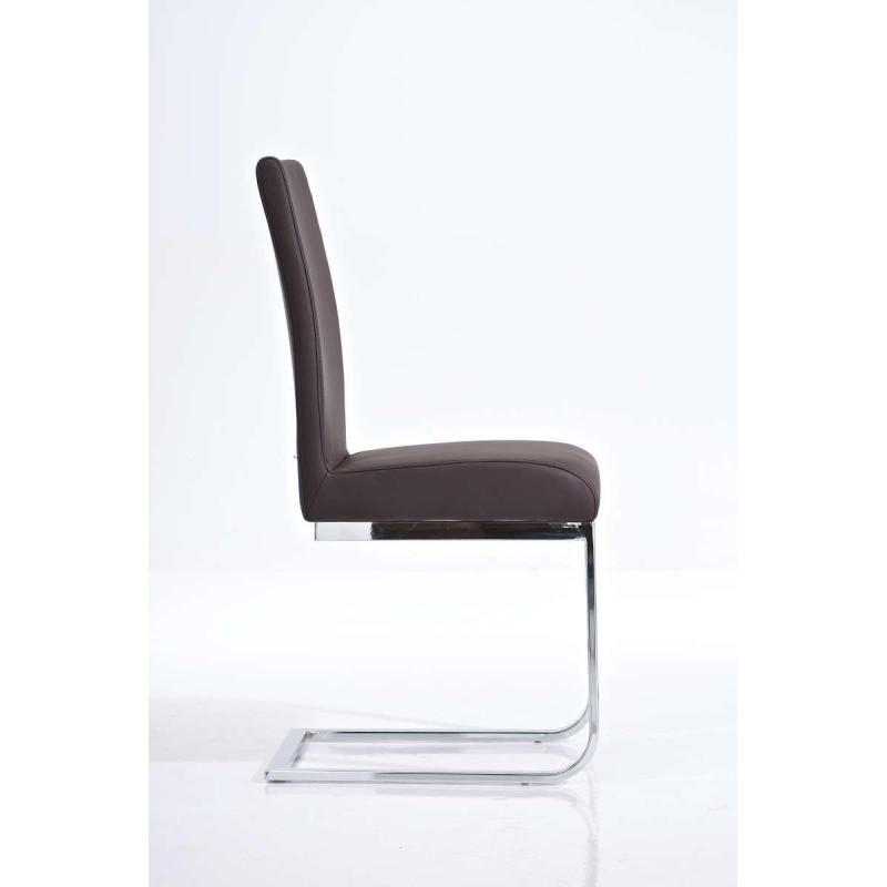 Silla de Confidente AISA, en metal cromado, en Piel color Negro