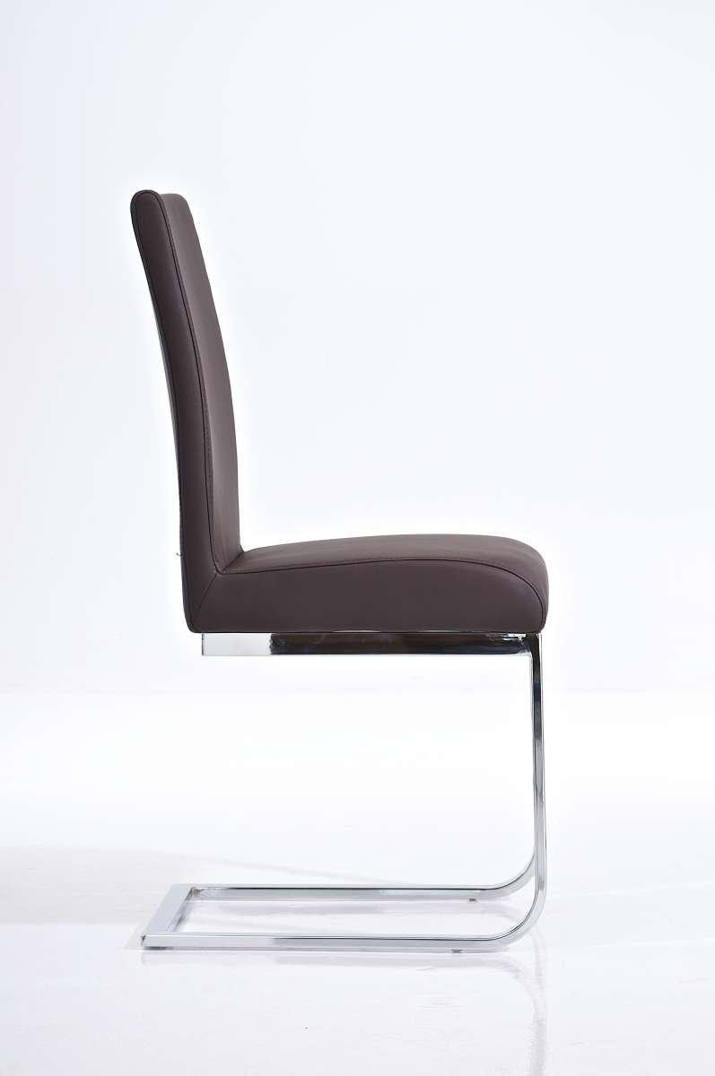 Silla de Confidente AISA, en metal cromado, asiento y respaldo acolchados, en Piel color Negro