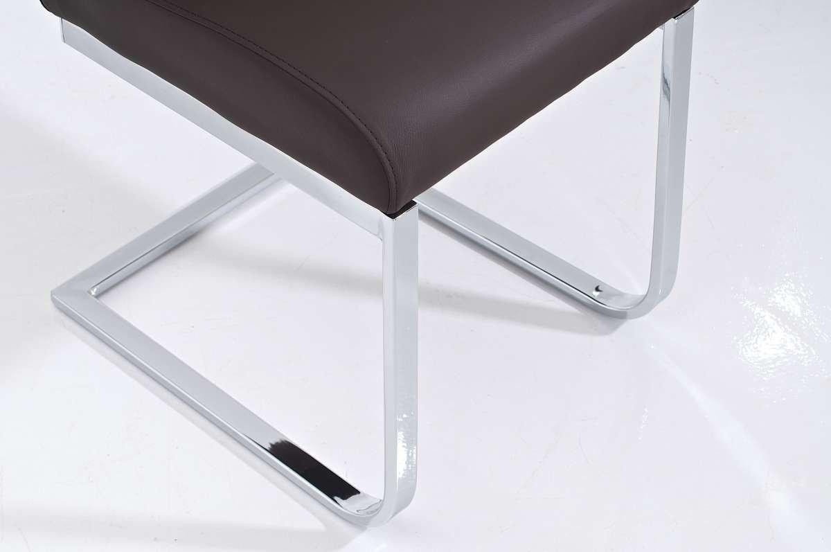 Silla de Confidente AISA, en metal cromado, asiento y respaldo acolchados, en Piel color Negro