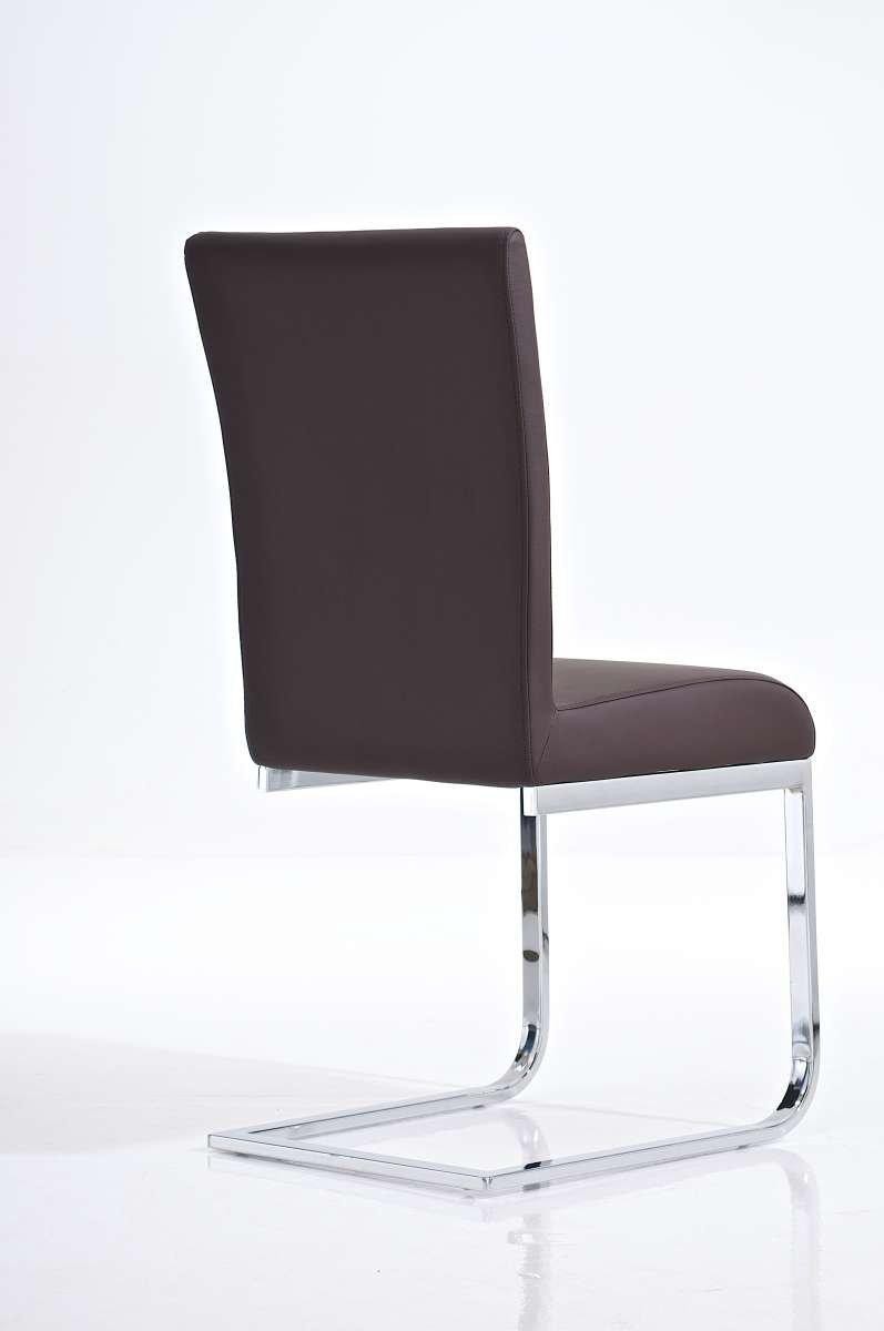 Silla de Confidente AISA, en metal cromado, asiento y respaldo acolchados, en Piel color Negro