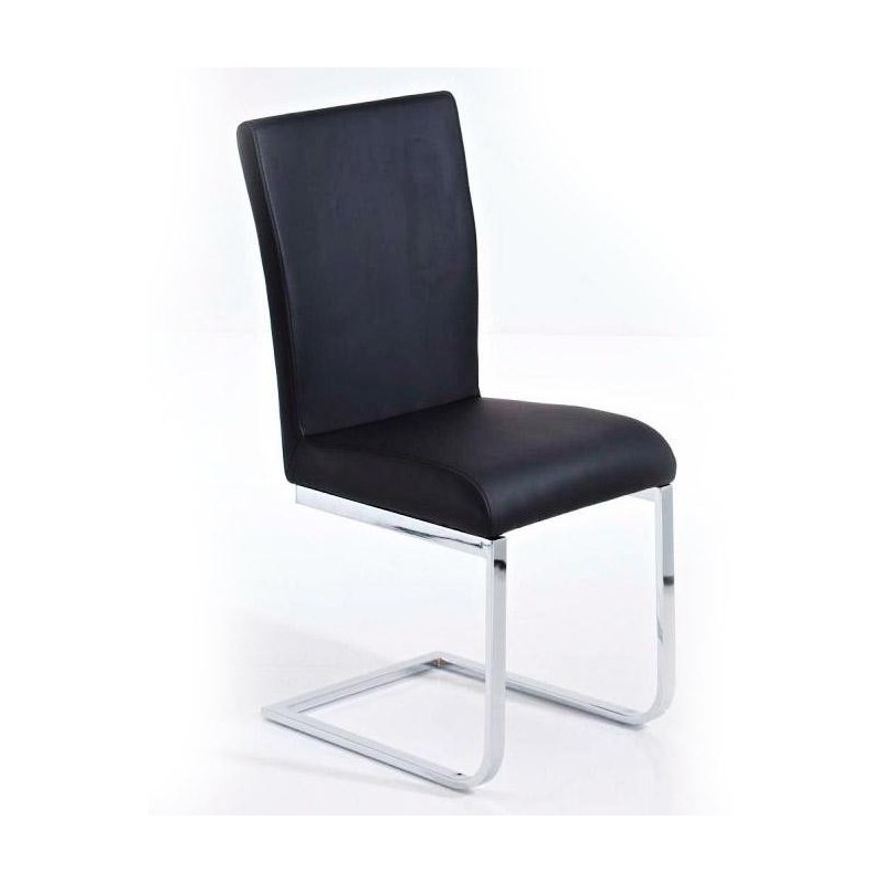 Silla de Confidente AISA, en metal cromado, en Piel color Negro