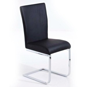Silla de Confidente AISA, en metal cromado, en Piel color Negro