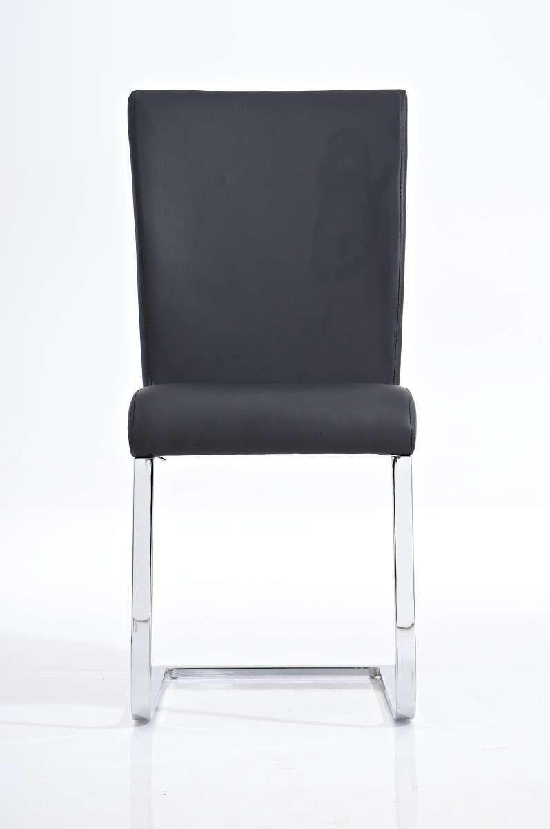 Silla de Confidente AISA, en metal cromado, asiento y respaldo acolchados, en Piel color Negro
