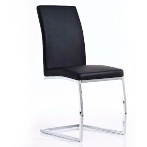 Silla de Confidente JACA, en metal cromado, Piel color Negro