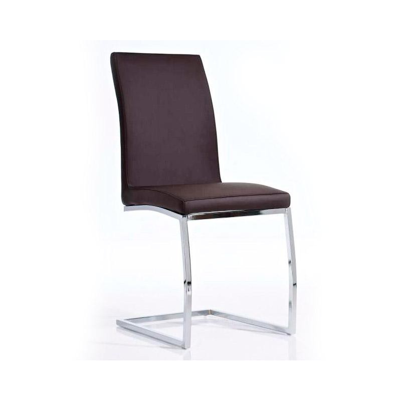 Silla de Confidente JACA, en metal cromado, Piel color Negro