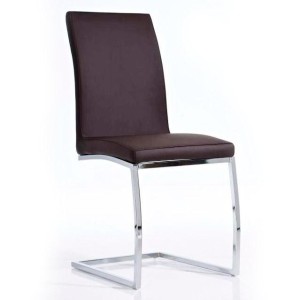 Silla de Confidente JACA, en metal cromado, Piel color Negro