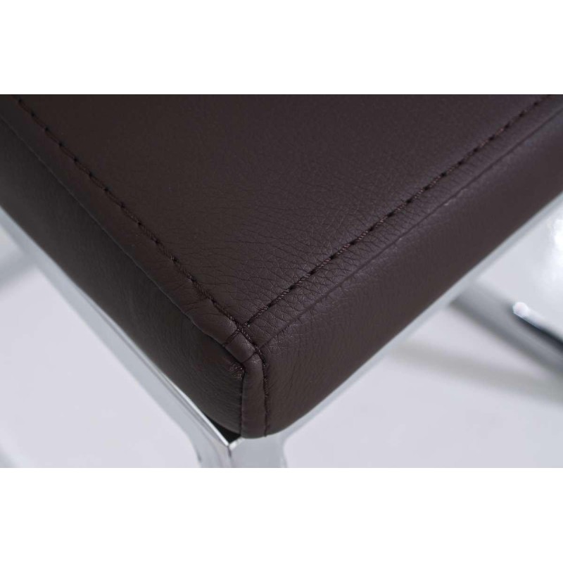 Silla de Confidente JACA, en metal cromado, Piel color Negro
