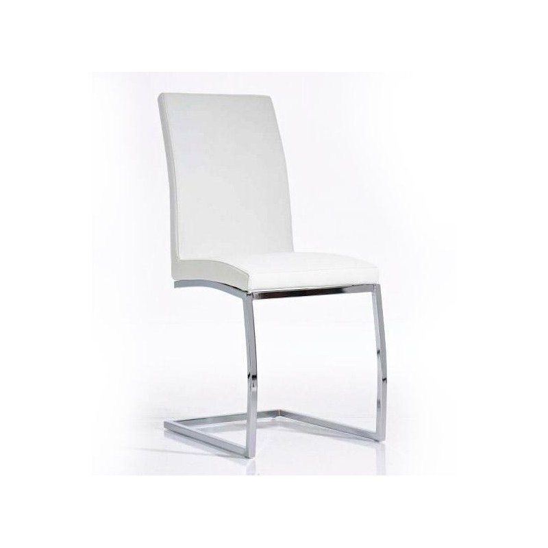Silla de Confidente JACA, en metal cromado, Piel color Negro