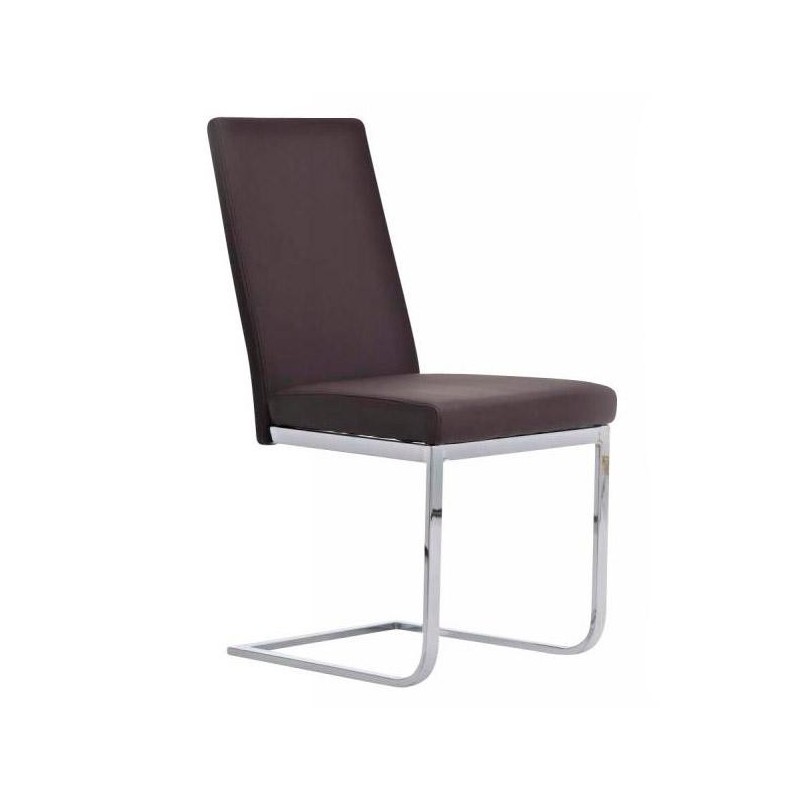 Silla de Confidente / Reuniones ASPE, metal cromado, Piel Negro