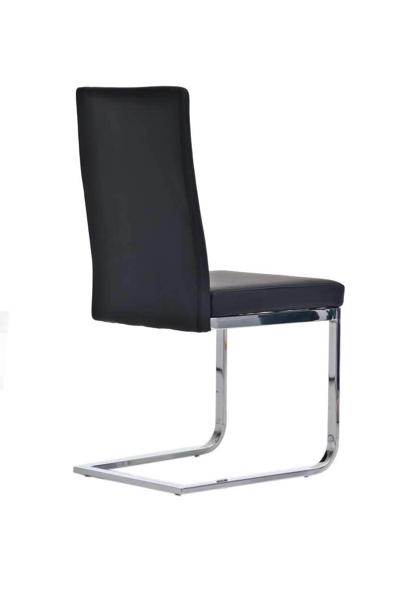 Silla de Confidente / Reuniones ASPE, en metal cromado, gran acolchado, en Piel color Negro