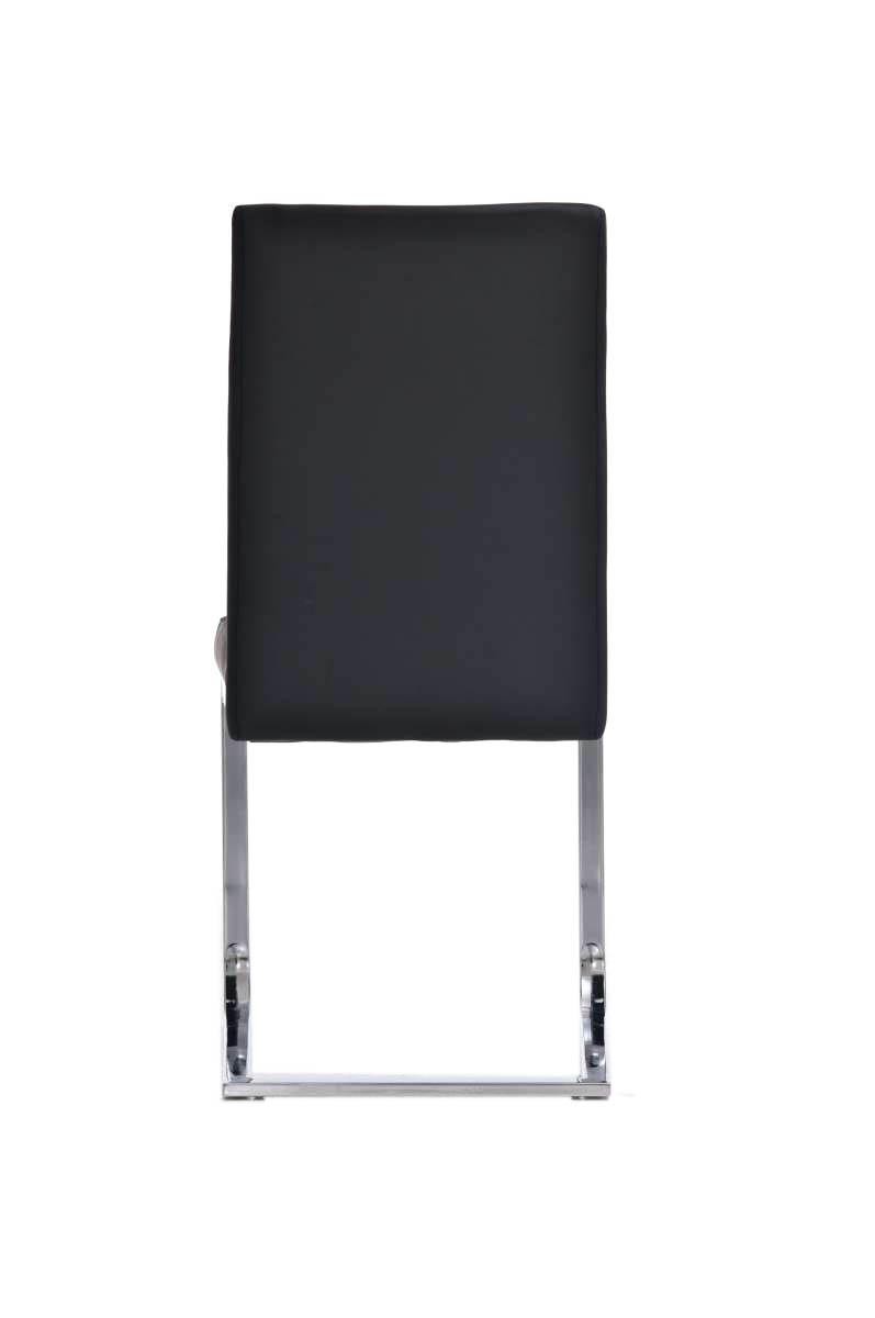 Silla de Confidente / Reuniones ASPE, en metal cromado, gran acolchado, en Piel color Negro