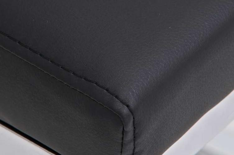 Silla de Confidente / Reuniones ASPE, en metal cromado, gran acolchado, en Piel color Negro