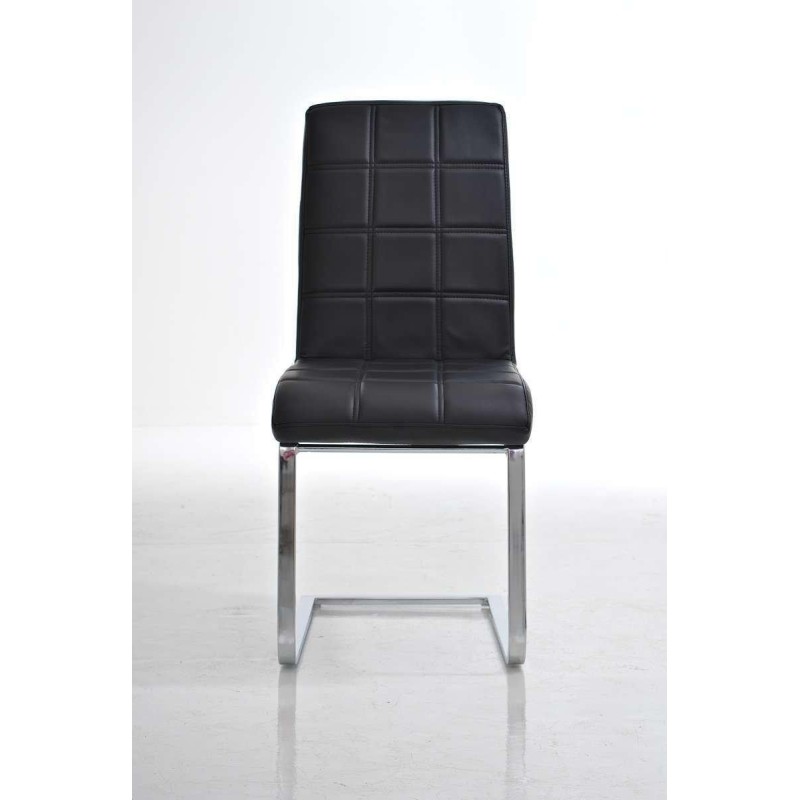 Silla de Confidente BIELSA, tapizado en costuras, Piel color Negro