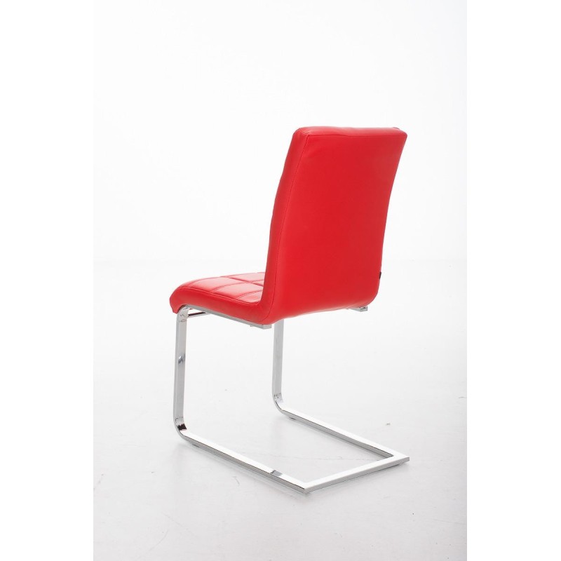 Silla de Confidente BIELSA, tapizado en costuras, Piel color Negro