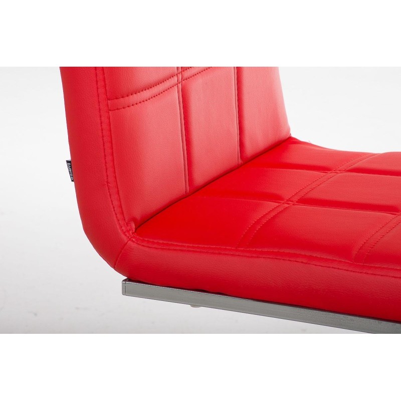 Silla de Confidente BIELSA, tapizado en costuras, Piel color Negro