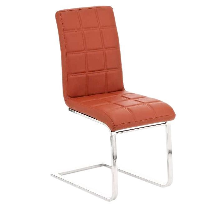 Silla de Confidente BIELSA, exclusivo tapizado en costuras, metal cromado y Piel color Negro
