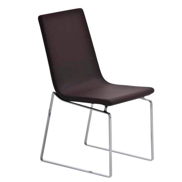 Silla de Confidente VILLANOVA, diseño único, estructura metálica y tapizado en Piel color Negro