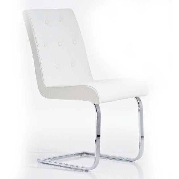 Silla de Confidente VICOR, tapizado estilo capitoné, en metal cromado y Piel color Negro