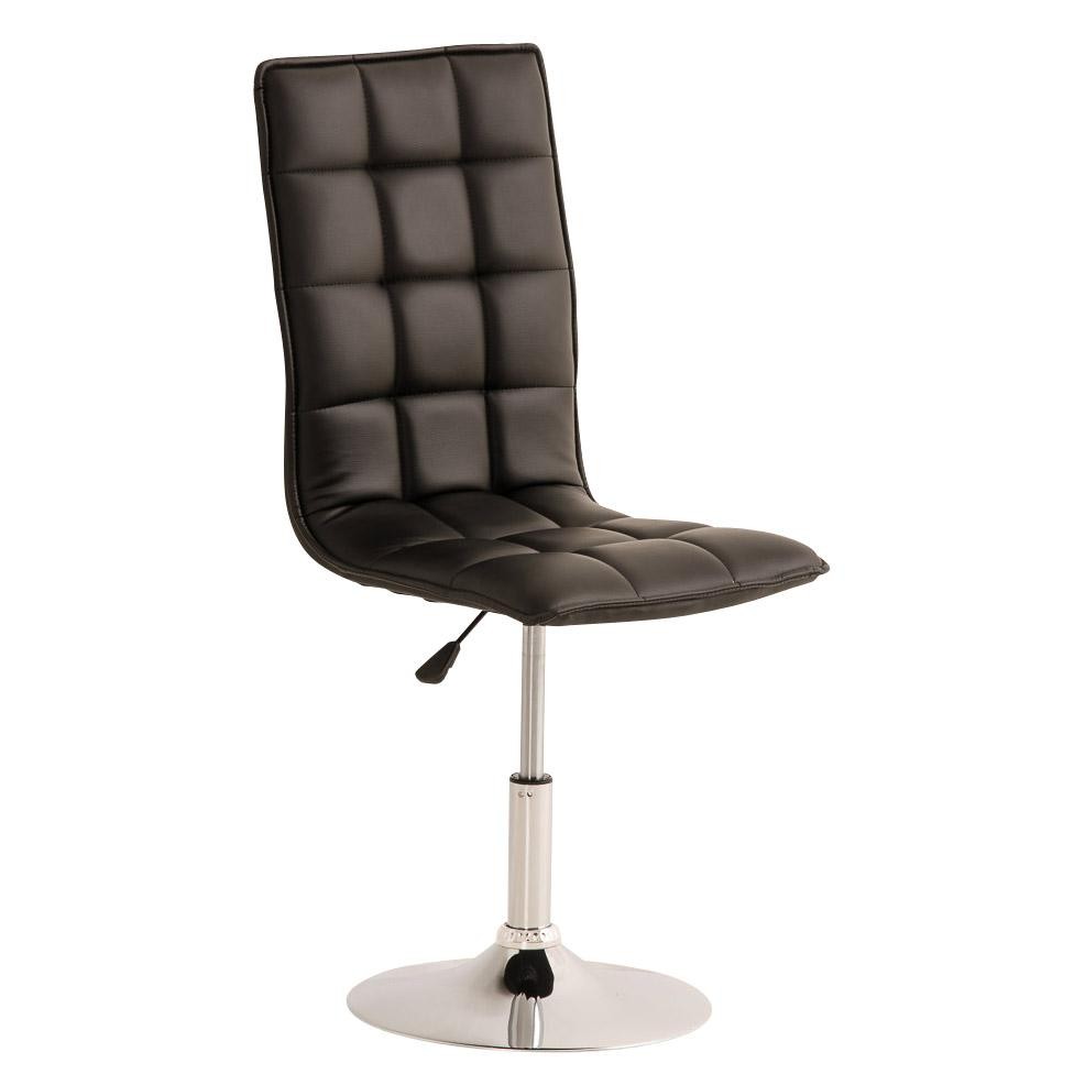 Silla de Confidente BULGARI, ajustable en altura, base fija en metal, tapizada en Piel color Negro