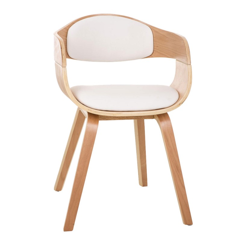 Silla de Confidente BUTAN color haya y piel blanca