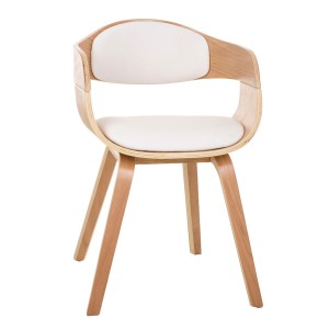 Silla de Confidente BUTAN color haya y piel blanca