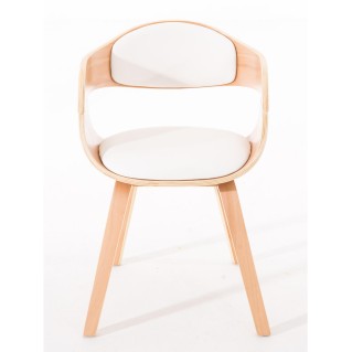 Silla de Confidente BUTAN color haya y piel blanca 2