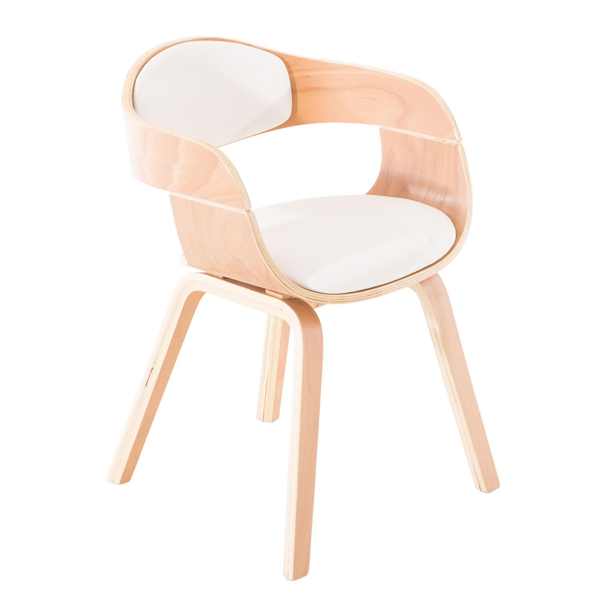 Silla de Confidente BUTAN exclusivo diseño, estructura en madera color haya y piel blanca