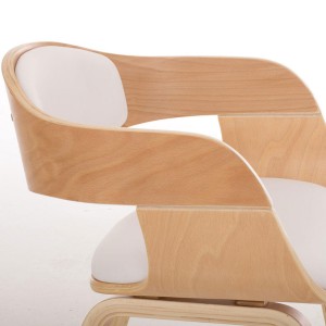 Silla de Confidente BUTAN color haya y piel blanca