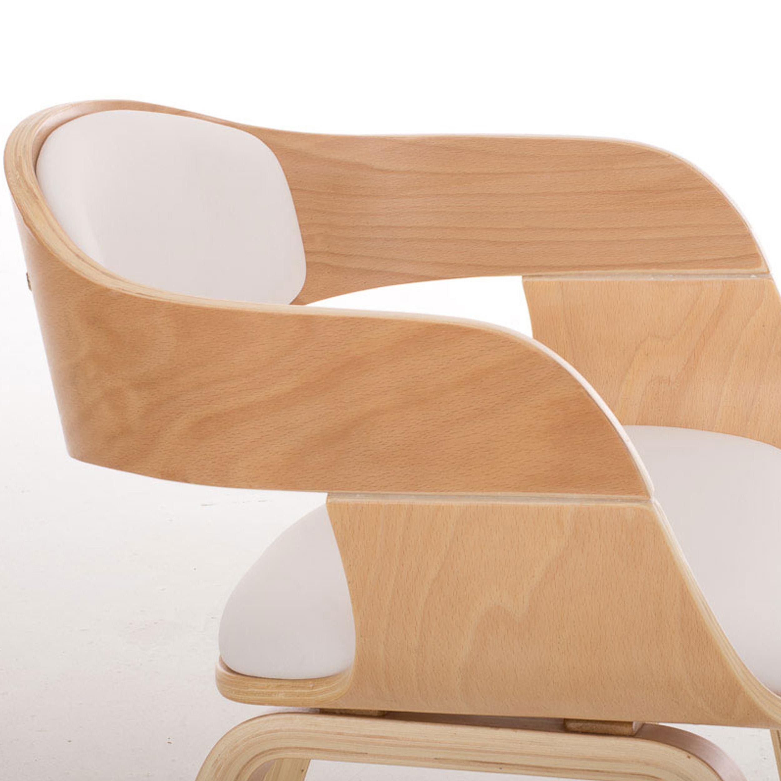 Silla de Confidente BUTAN exclusivo diseño, estructura en madera color haya y piel blanca