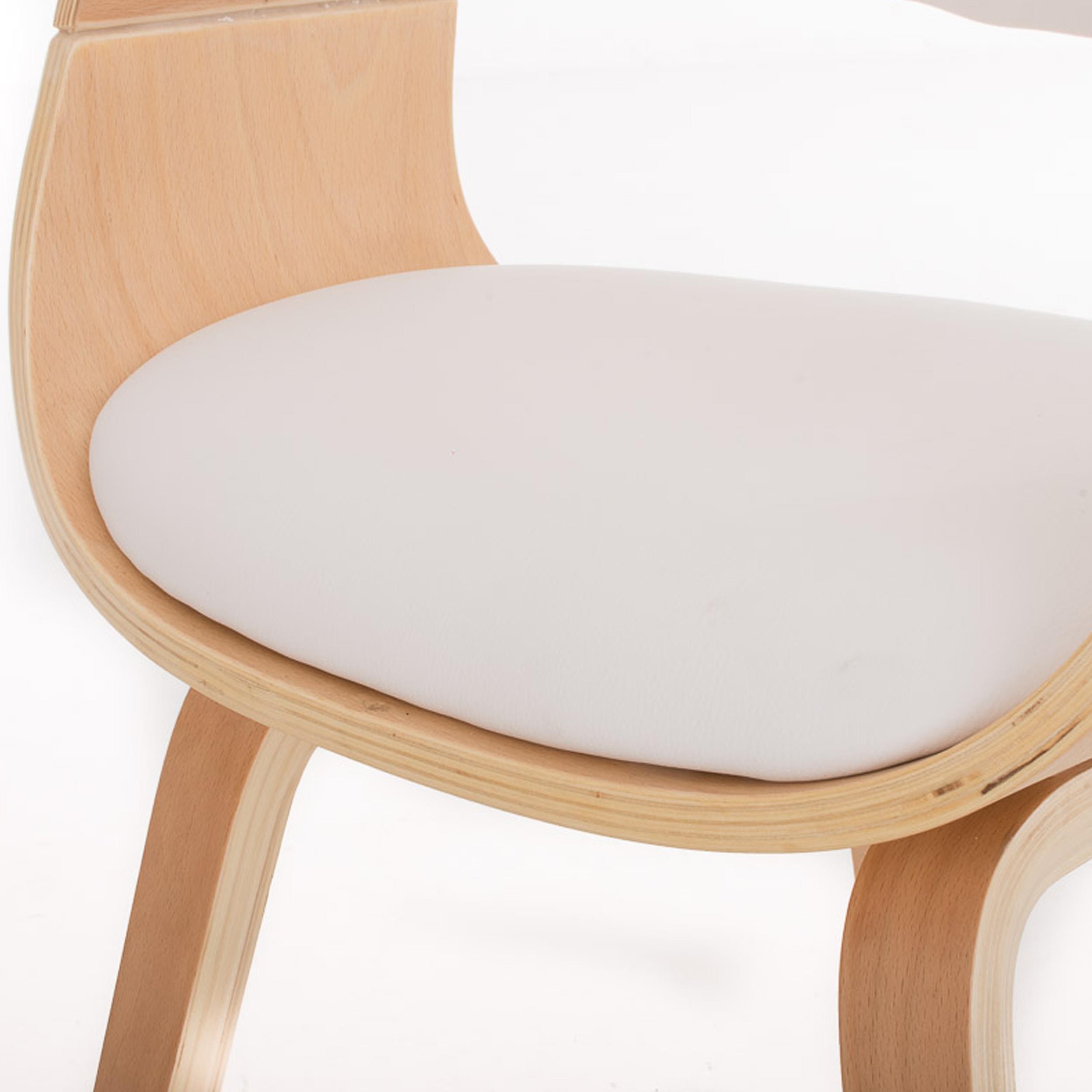 Silla de Confidente BUTAN exclusivo diseño, estructura en madera color haya y piel blanca