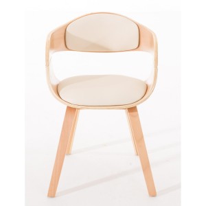 Silla de Confidente BUTAN color haya y piel blanca