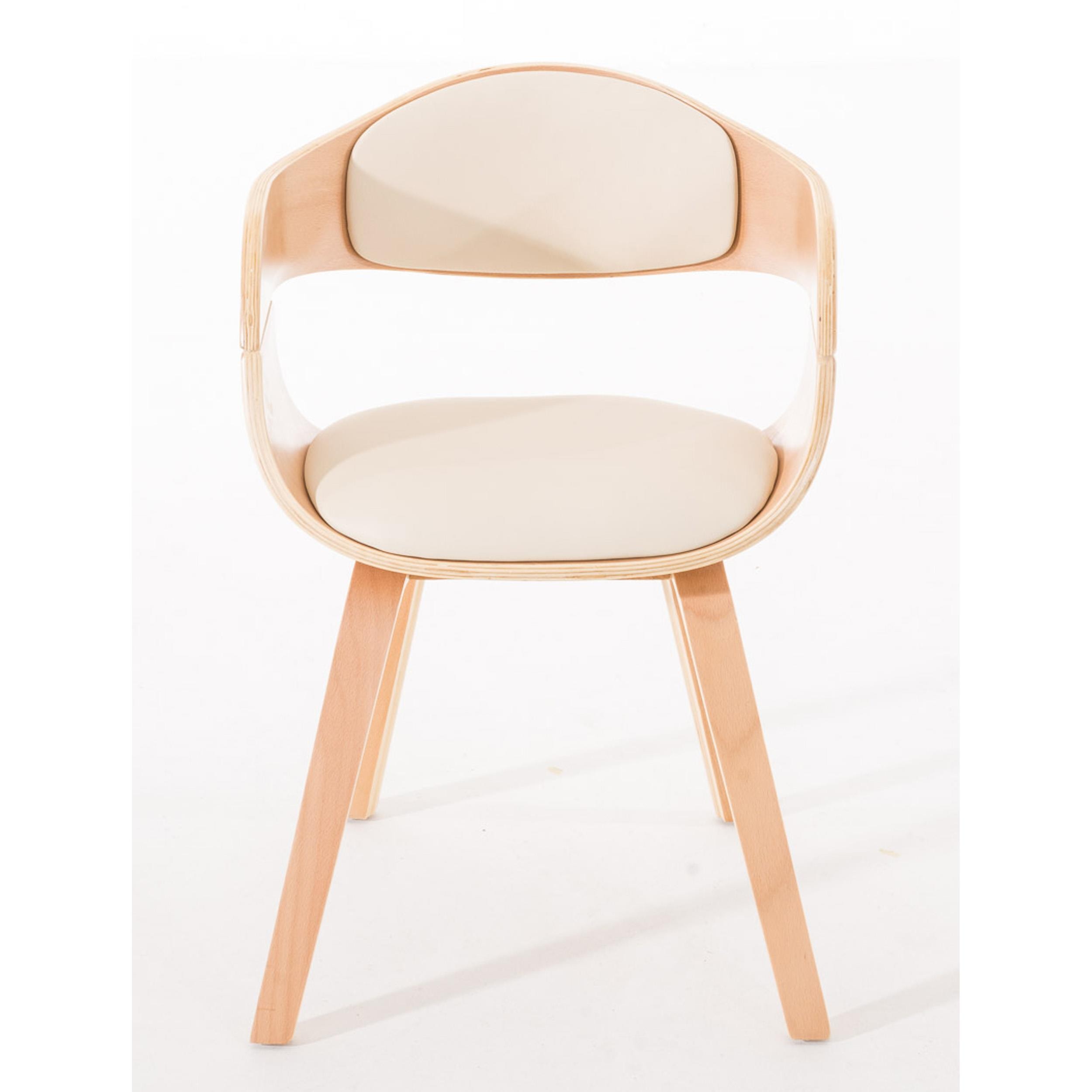Silla de Confidente BUTAN exclusivo diseño, estructura en madera color haya y piel blanca