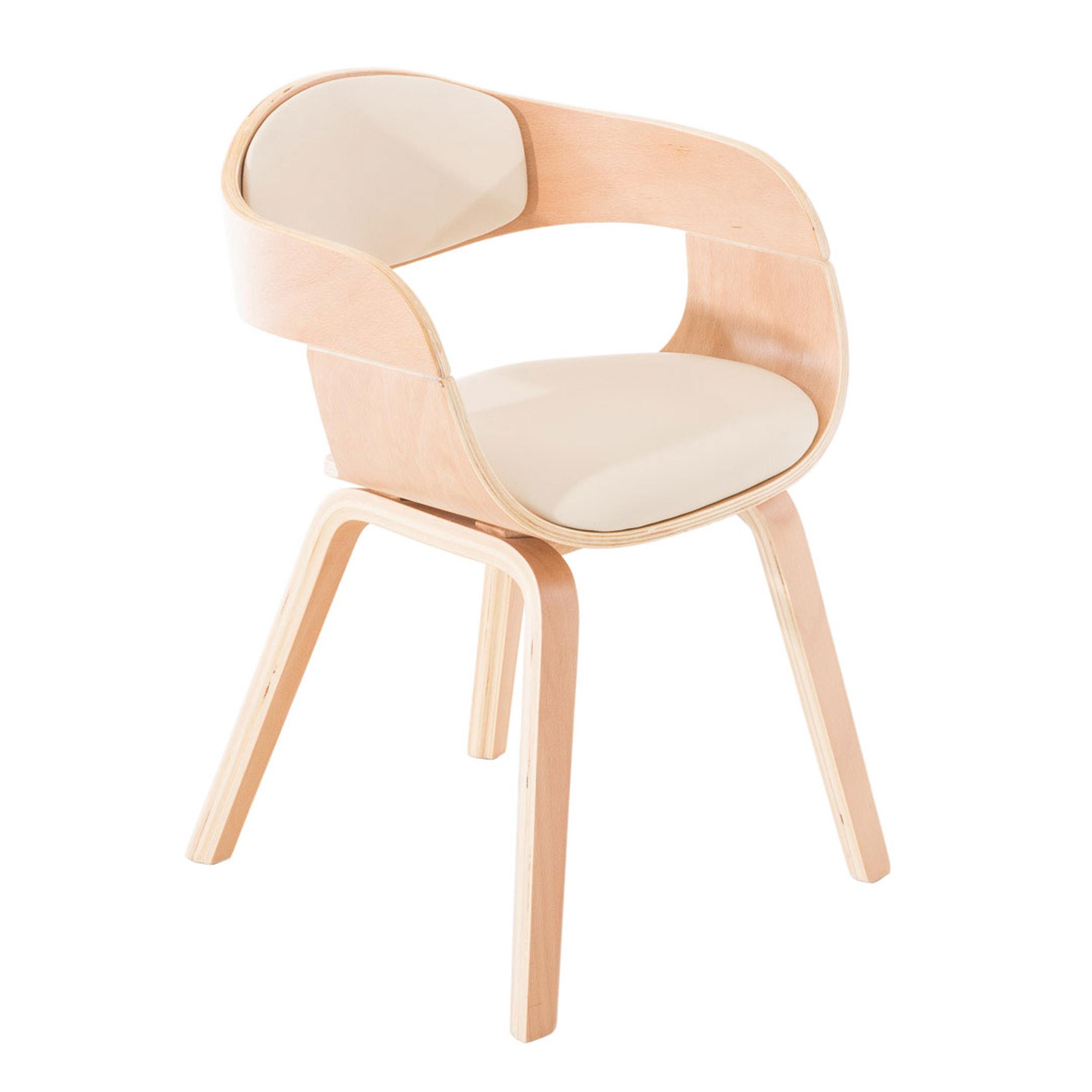 Silla de Confidente BUTAN exclusivo diseño, estructura en madera color haya y piel blanca
