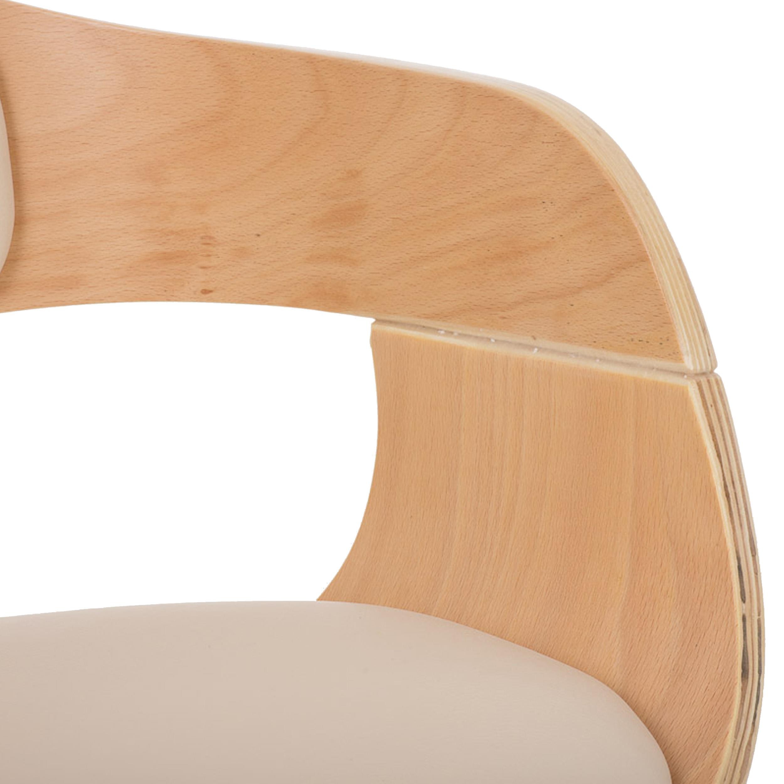 Silla de Confidente BUTAN exclusivo diseño, estructura en madera color haya y piel blanca