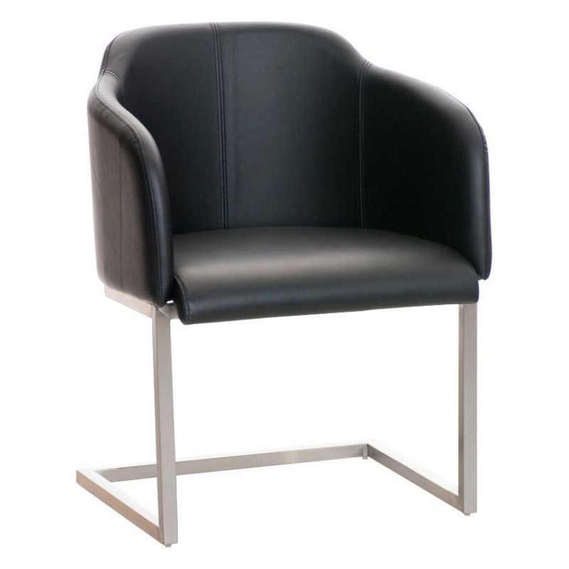 Sillón de Diseño TOKIO Piel, Estrucutura en Acero, en Piel Negro