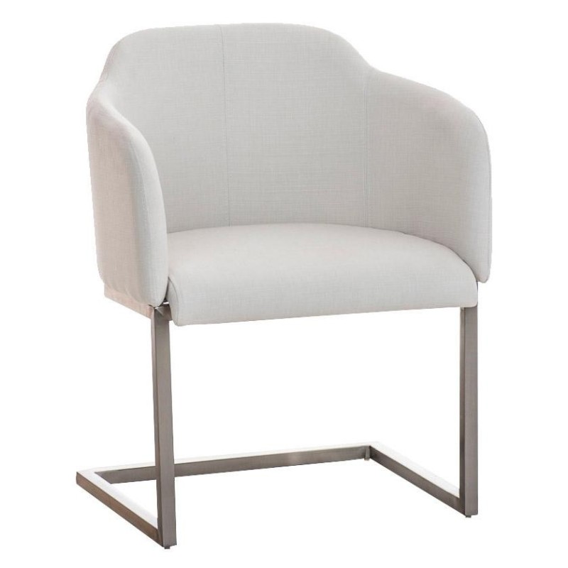 Sillón de Diseño TOKIO Tela, Estrucutura en Acero, en Tejido Blanco